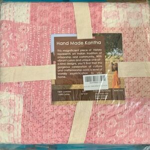 NIB Handmade Kantha Pink Quilt